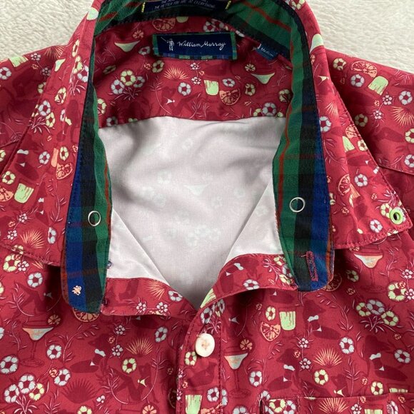 William Murray Mens Shirt Medium Red Floral Short Sleeve Button-Up - Picture 3 of 7